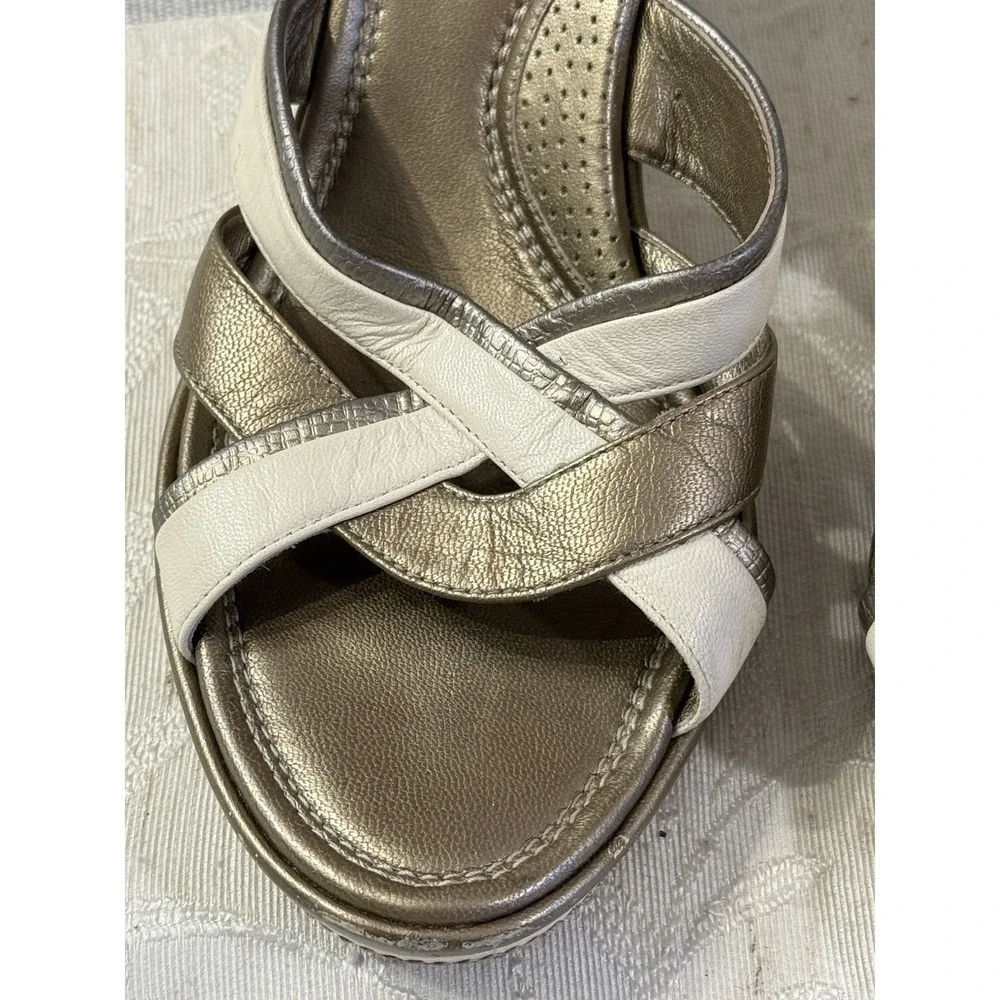 Cole Haan Women‎ Wedge Sandals Gold/ Silver/ Cream Wedge Women's Size 7.5